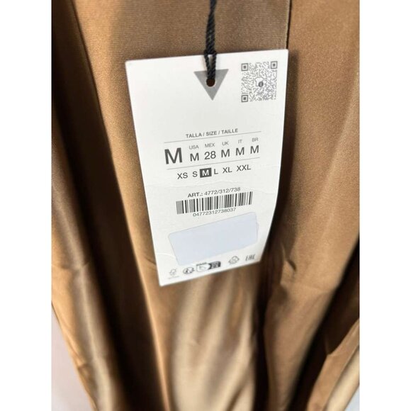 Zara Womens Satin Cami Slip Midi Dress Bloggers Favorite Light Brown Size M - Picture 6 of 8